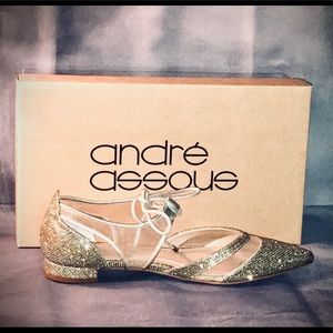 Andre Assous Beige Metallic D’orsay Flats Size 9